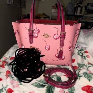 Coach Pink Cherry Print mollie tote
